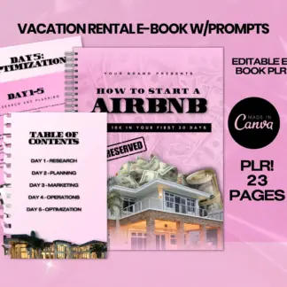 How to start a AIRBNB E- Book Cover Template,Pink Digital Book